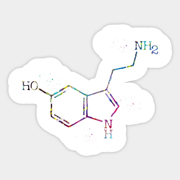 Serotonin Molecule Sticker by erzebeth